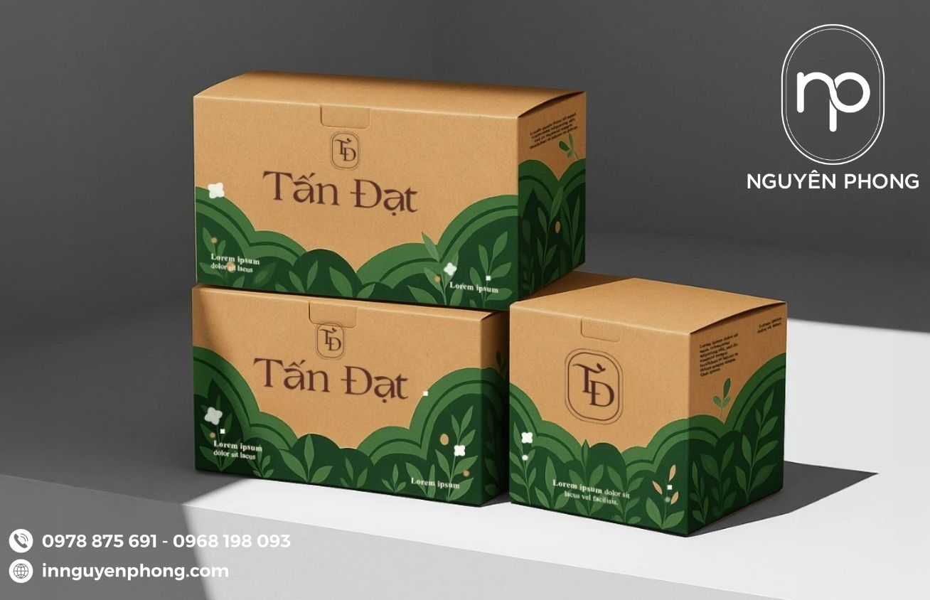 Mẫu hộp kraft đơn giản đựng trà atiso 